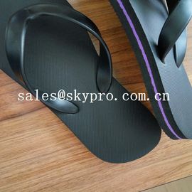 Comfortable Black Plain Flip Flops / Sandals Wear resistant Summer Beach Slippers