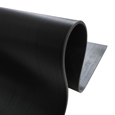 Anti Slip Black Garage Rubber Mat Flooring Custom Pattern Corrugated Fine Ribbed Grooved Coin Rubber Sheet