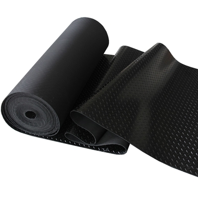 Anti Slip Black Garage Rubber Mat Flooring Custom Pattern Corrugated Fine Ribbed Grooved Coin Rubber Sheet