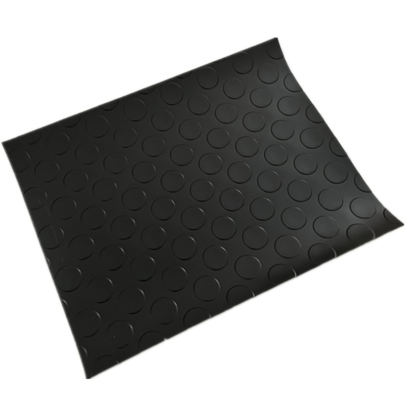 Black round coin moisture proof anti slip and wear-resistant PVC floor mat
