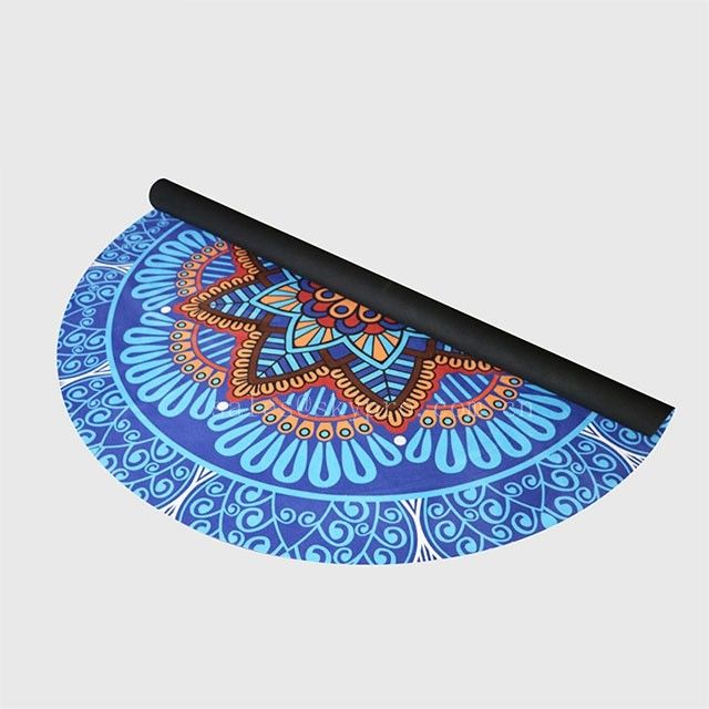 Natural Rubber Suede Circle Yoga Mat Microfiber Surface For Fitness